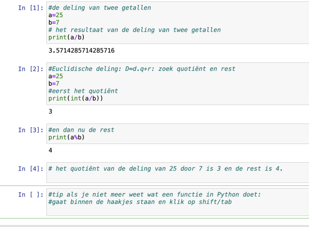 Delen in Python  Wiskunde is leuk